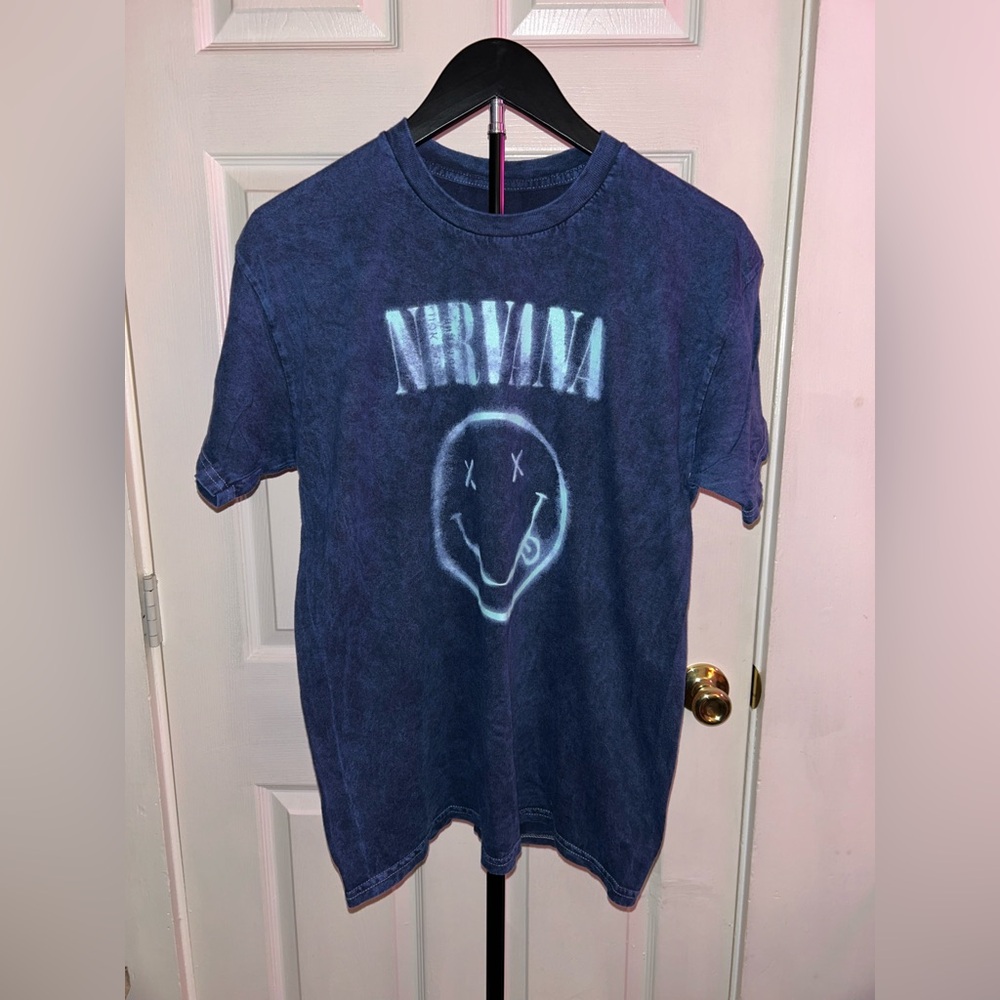 NIRVANA Navy Smiley Face Tee, Like new (only laundered, never worn)
